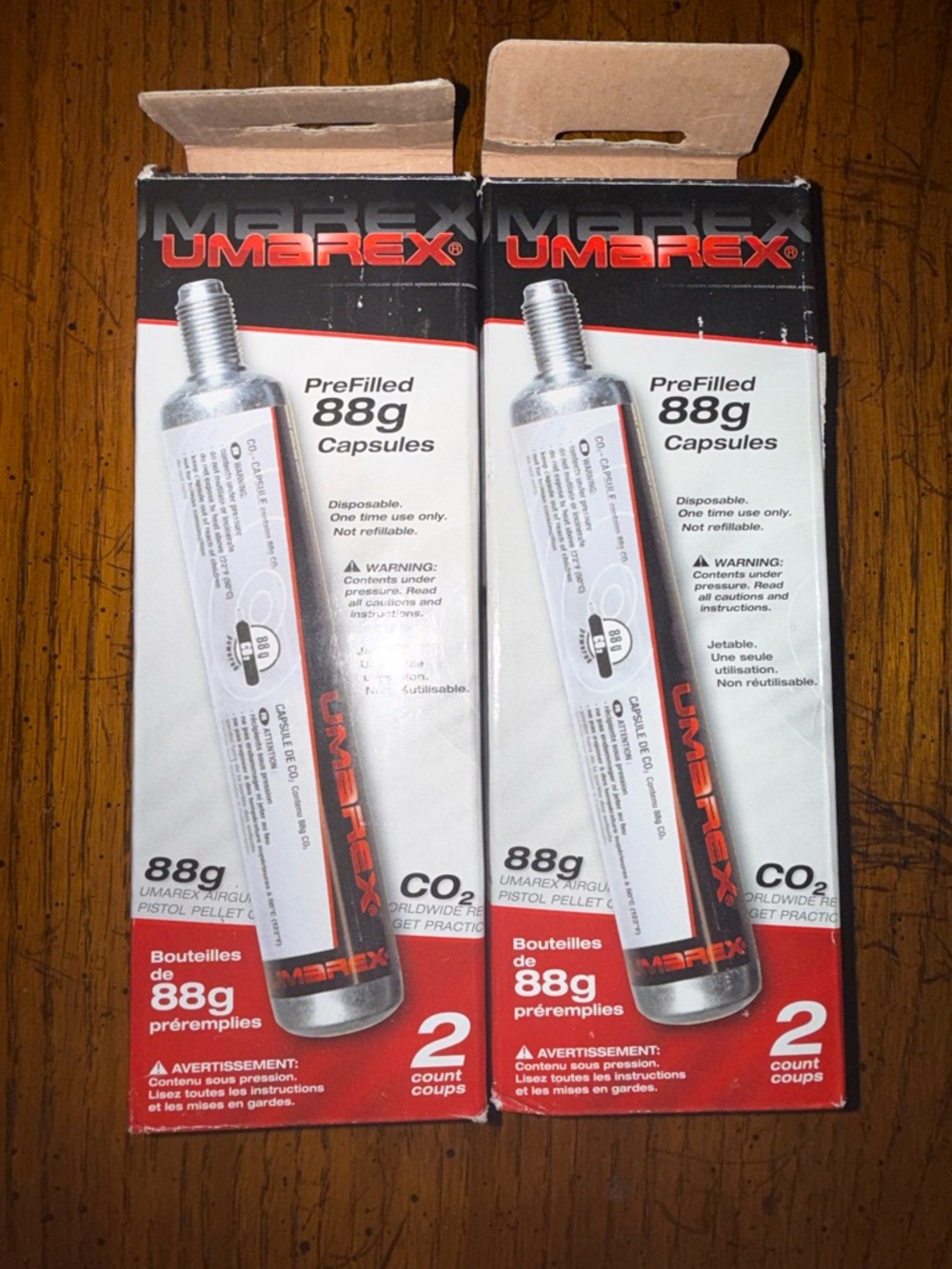 UMAREX 88G CO2 CAPSULES PREFILLED DISPOSABLE 2-PACK CO2 TANK MODEL 2252534